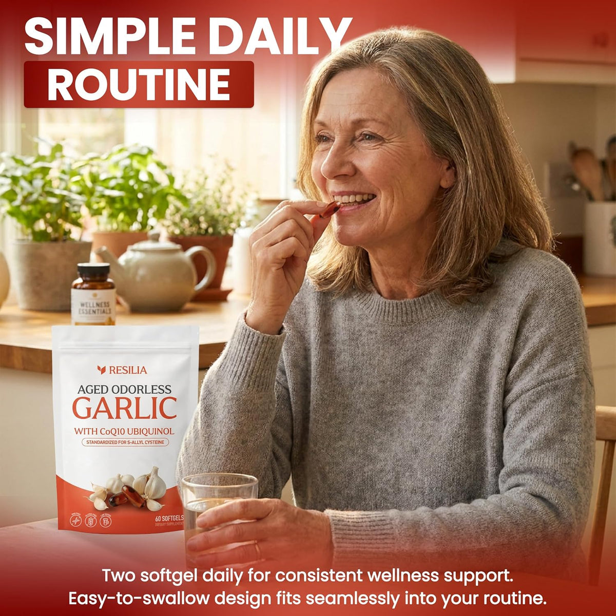 Resilia Odorless Aged Garlic Extract Softgels (60 Count)